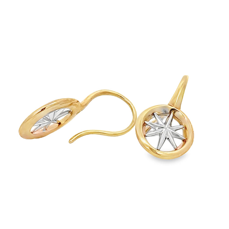 North Star French Wire Earrings, 14Kt
