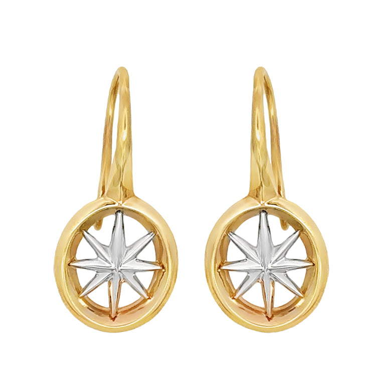 North Star French Wire Earrings, 14Kt