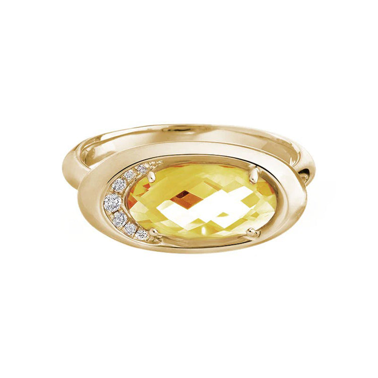 14Kt Yellow gold Citrine and diamond ring