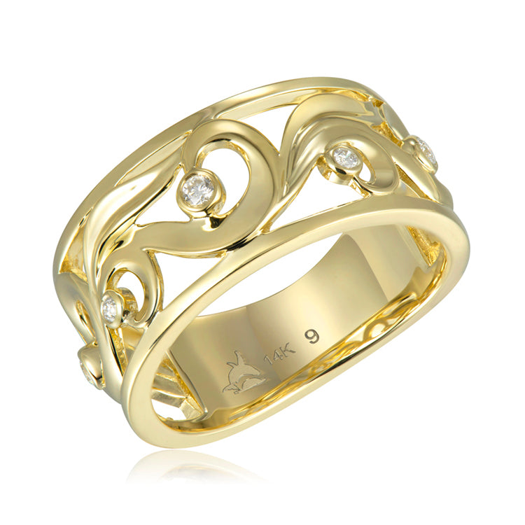 Wave Band Ring 14Kt