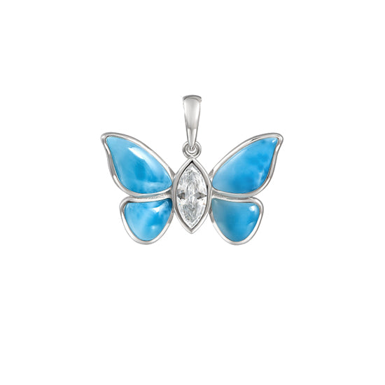 Butterfly Pendant, Sterling &amp; Larimar