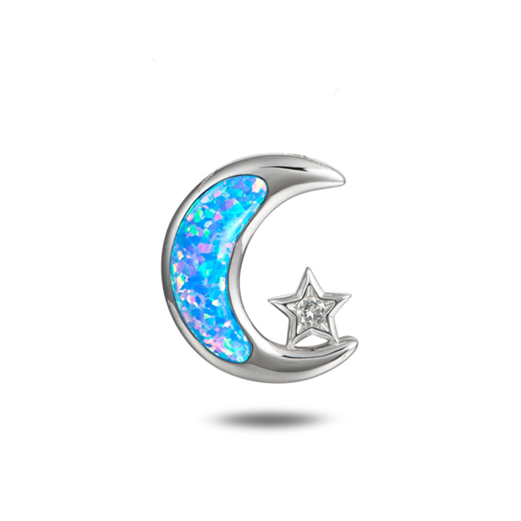 Crescent Moon and Star Pendant, Sterling