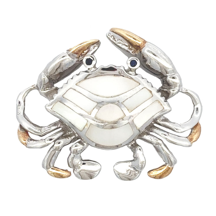 Crab Bracelet Topper with  Mother-of-Pearl by Kovel.   Made from 925 Rhodium Silver with Delicate 18Kt Gold Accent Plating.