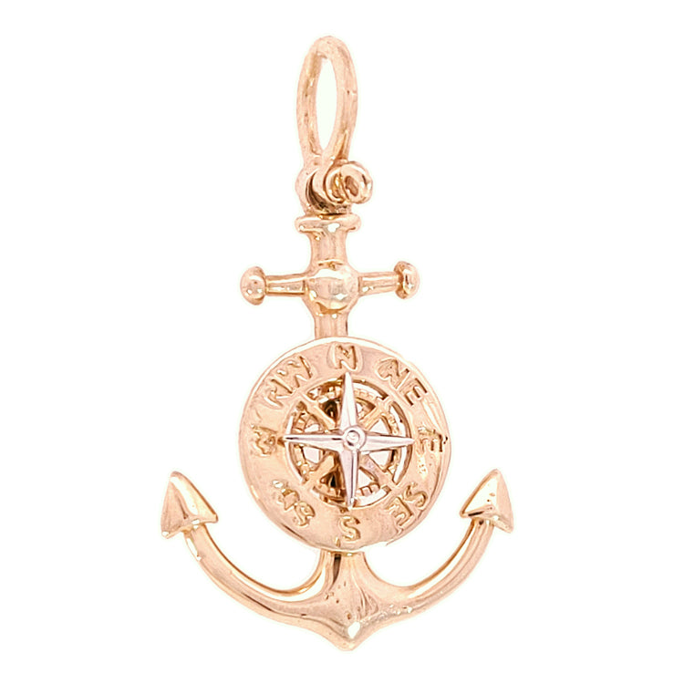 Anchor with Compass Rose Pendant, 14Kt