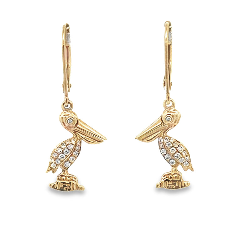 Pelican Earrings, 14Kt