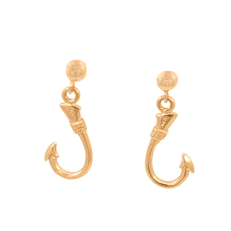 Fish Hook Earrings, 14Kt
