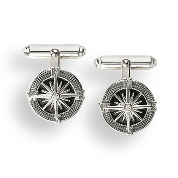 Compass Rose Cufflinks Sterling Cedar Chest Sanibel 8075