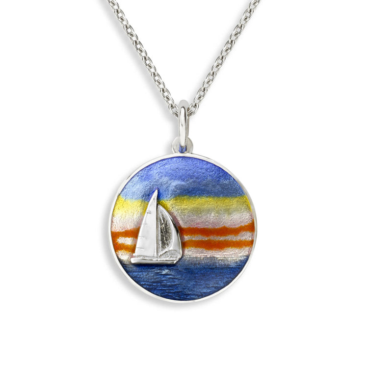 Sunset Sailboat Necklace, Sterling