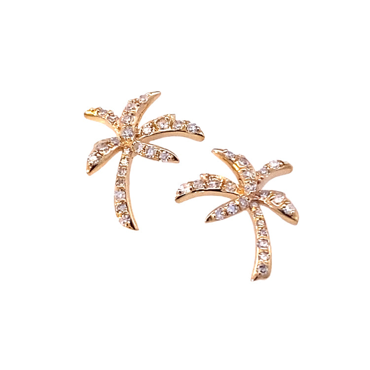 Palm Tree Earrings, 14Kt