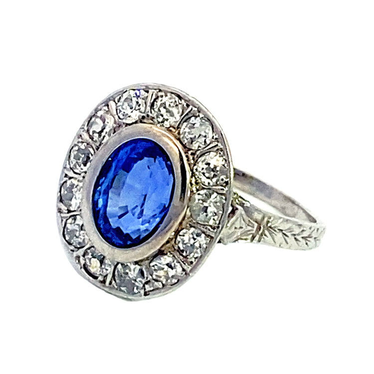 Estate Sapphire &amp; Diamond Ring, 18Kt