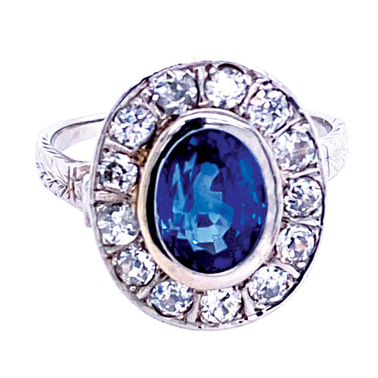 Estate Sapphire &amp; Diamond Ring, 18Kt