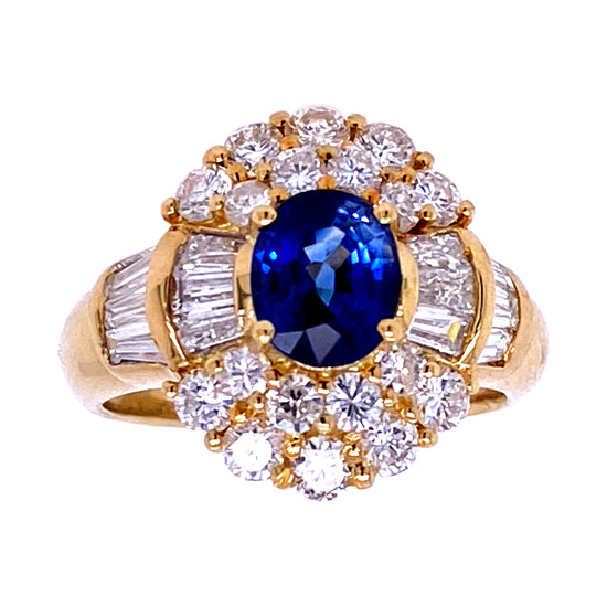 Estate Sapphire and Diamond Ring, 18Kt