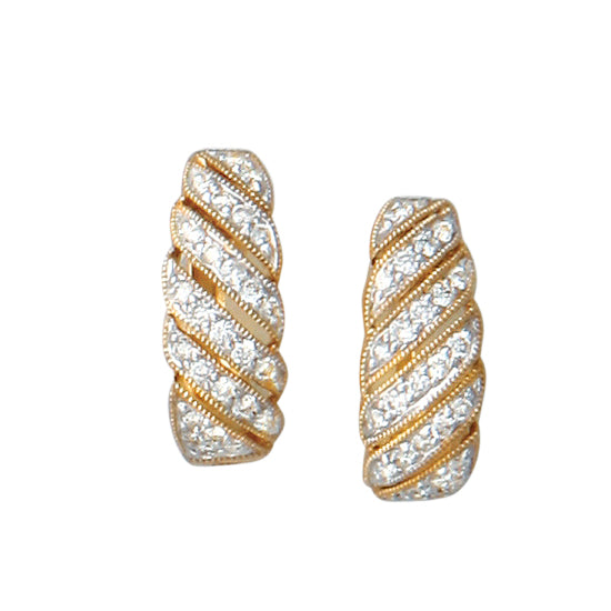 Gold and Diamond Hinged Hoop Earrings