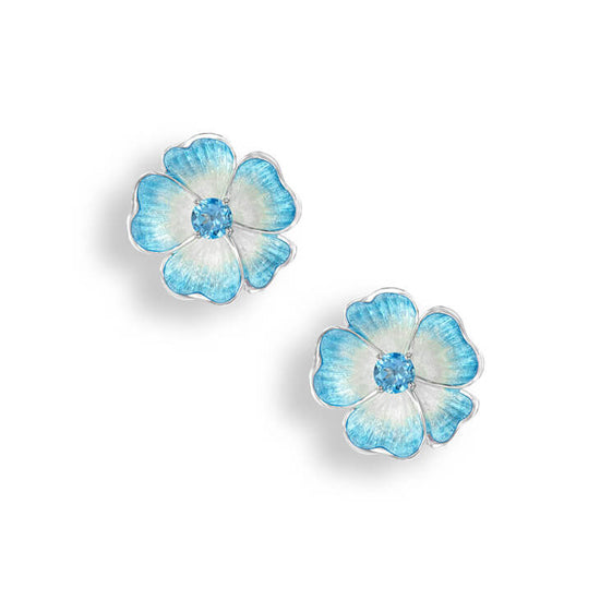 Sterling Blue Rose Earrings