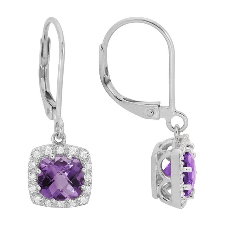 Amethyst and Diamond Earrings, 14Kt