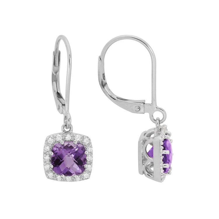 Amethyst and Diamond Earrings, 14Kt