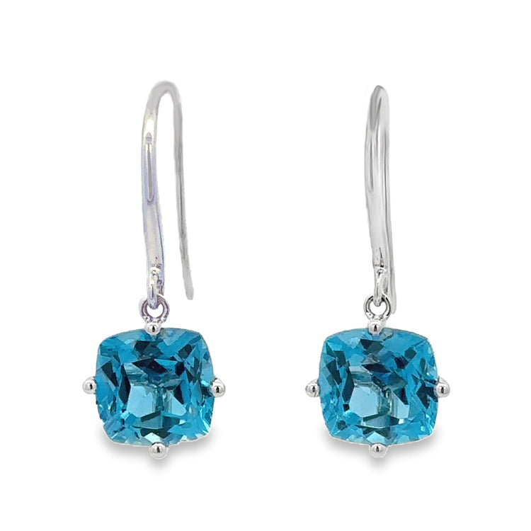 Blue Topaz Earrings, 14Kt