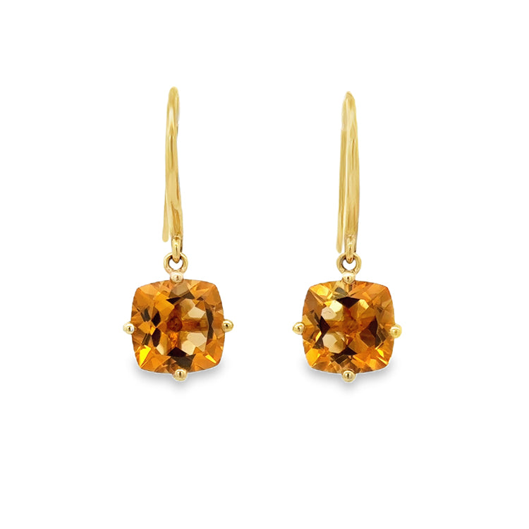 Citrine Earrings, 14Kt