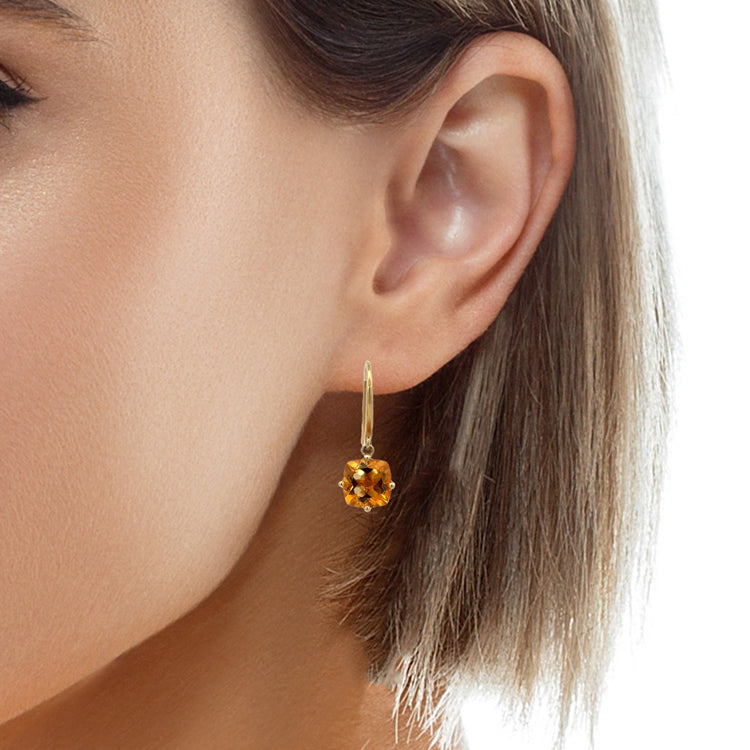 Citrine Earrings, 14Kt