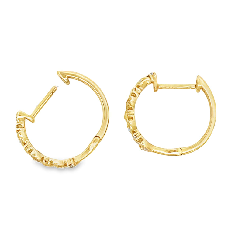 Hoop Earrings, 14Kt &amp; Diamonds