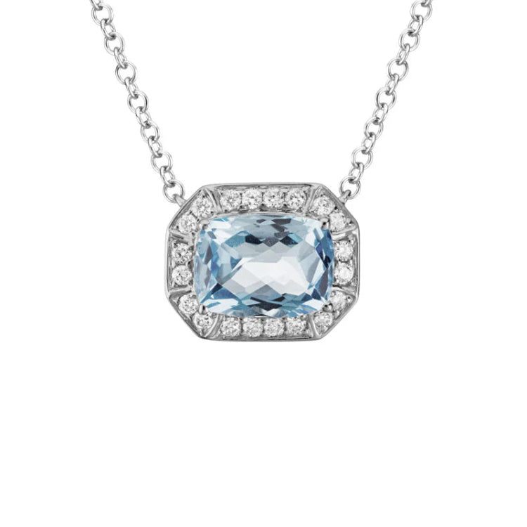 Aquamarine and Diamond Necklace, 14Kt