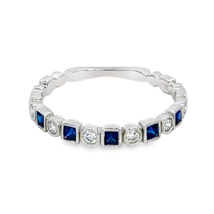 Sapphire and Diamond Band Ring, 14Kt