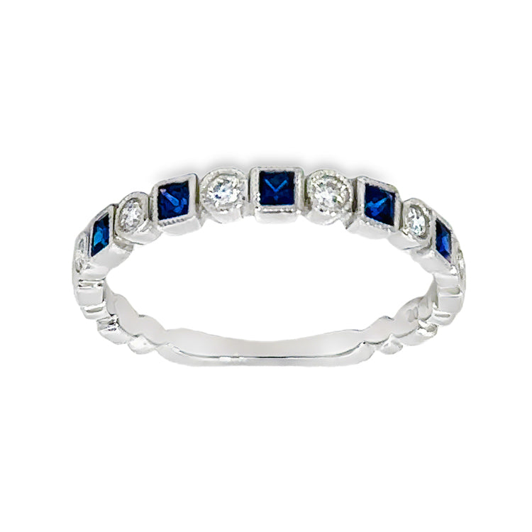 Sapphire and Diamond Band Ring, 14Kt