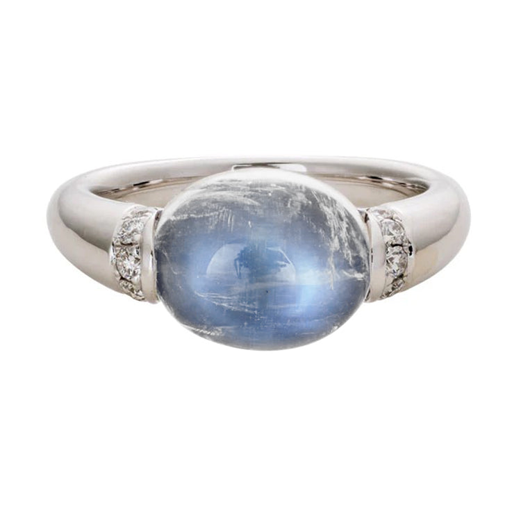 Moonstone and Diamond Ring, 14Kt