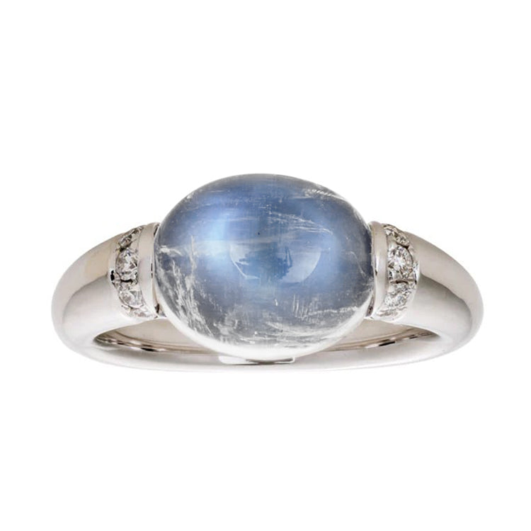 Moonstone and Diamond Ring, 14Kt