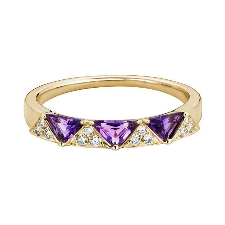 Amethyst and Diamonds Ring, 14Kt