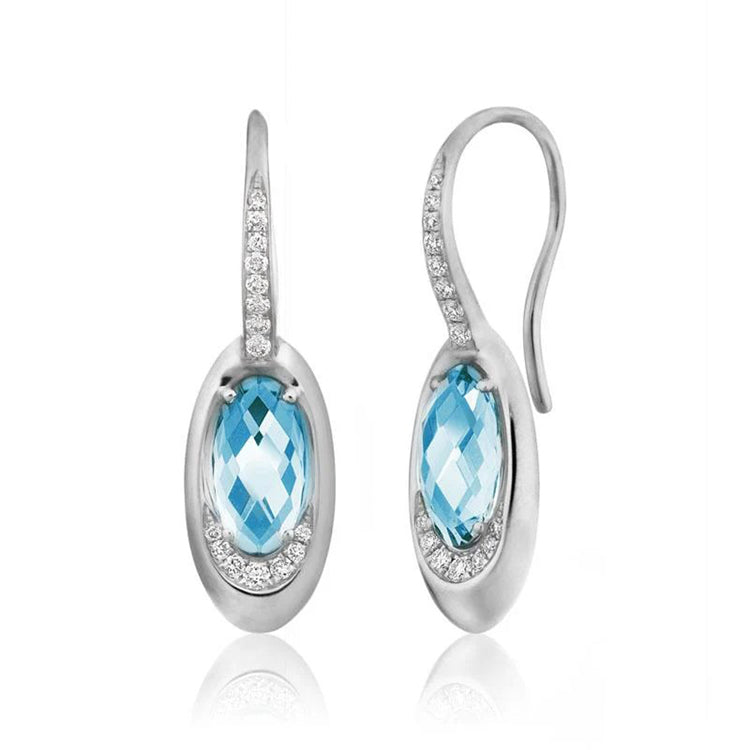 Blue Topaz Earrings, 14Kt