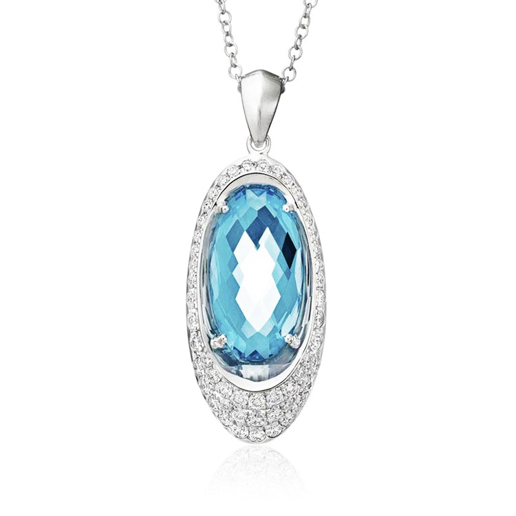 Blue Topaz and Diamond &quot;Juniper&quot; Necklace, 14Kt