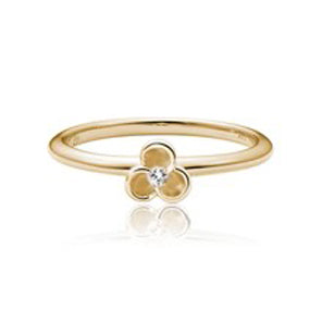 Three Piece Flower Stack Band Ring Set, 14Kt