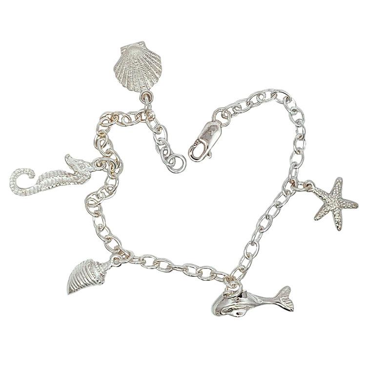 Sealife Charm Bracelet, Sterling