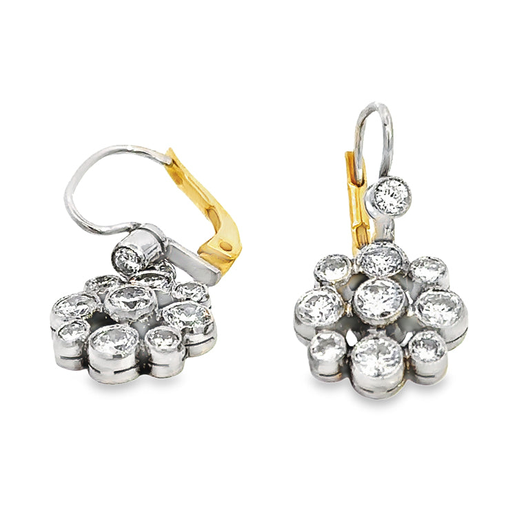 Estate Diamond Earrings, Platinum and 18Kt