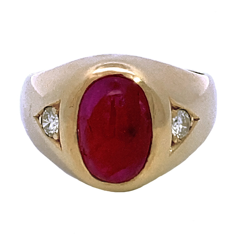 Estate Gent&#39;s Ruby and Diamond Ring, 14Kt