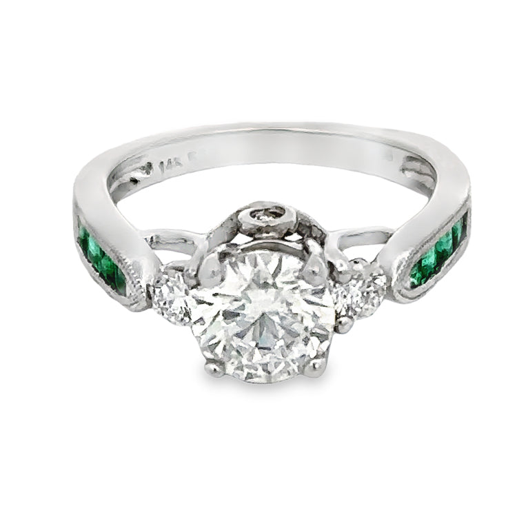 Estate Diamond and Emerald Ring, 14Kt