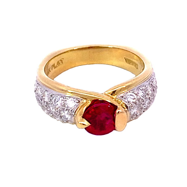 Estate Ruby and Diamond Ring, 18Kt