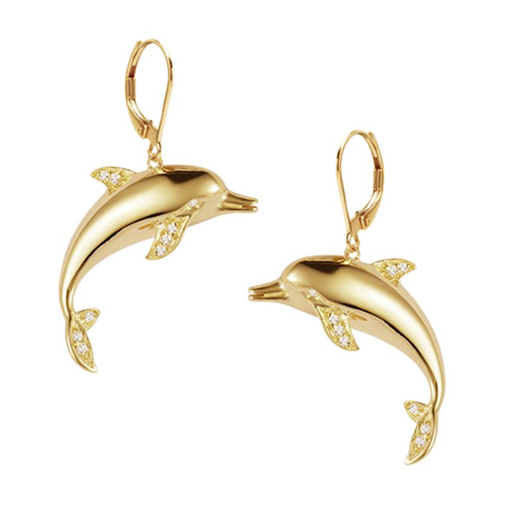 Dolphin Earrings, 14Kt