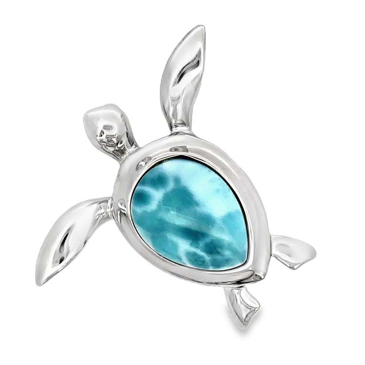 Turtle Pendant, Sterling and Larimar