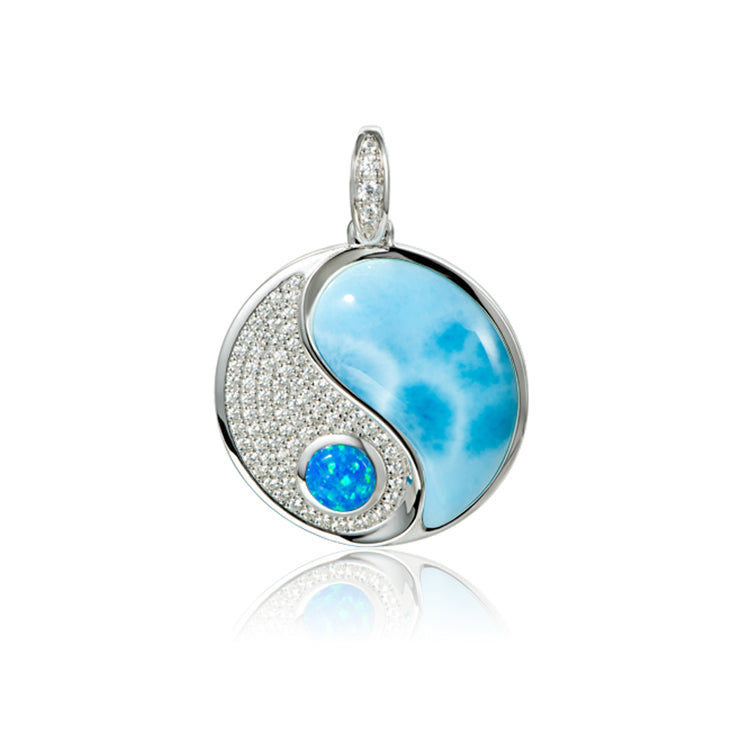 Yin and Yang Pendant, Sterling and Larimar