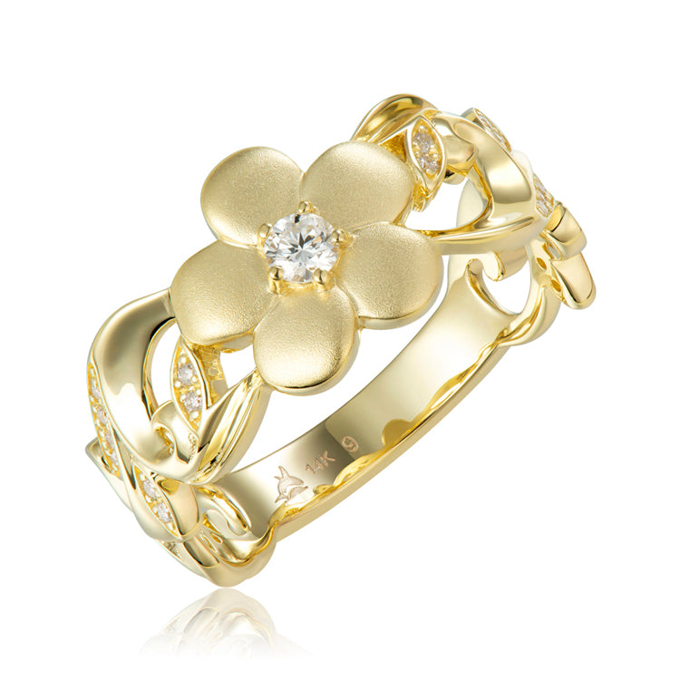 Plumeria Band Ring 14Kt