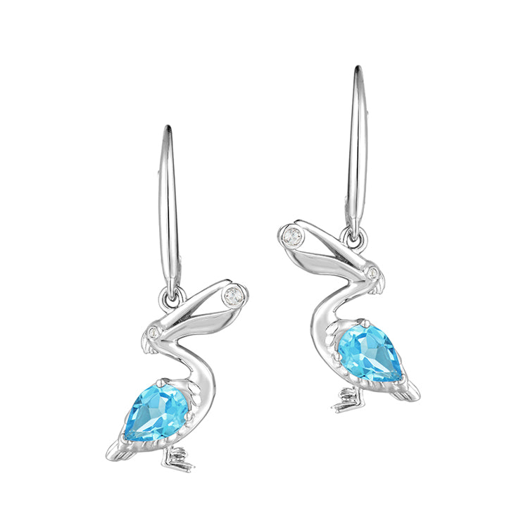 Pelican Earrings, Sterling