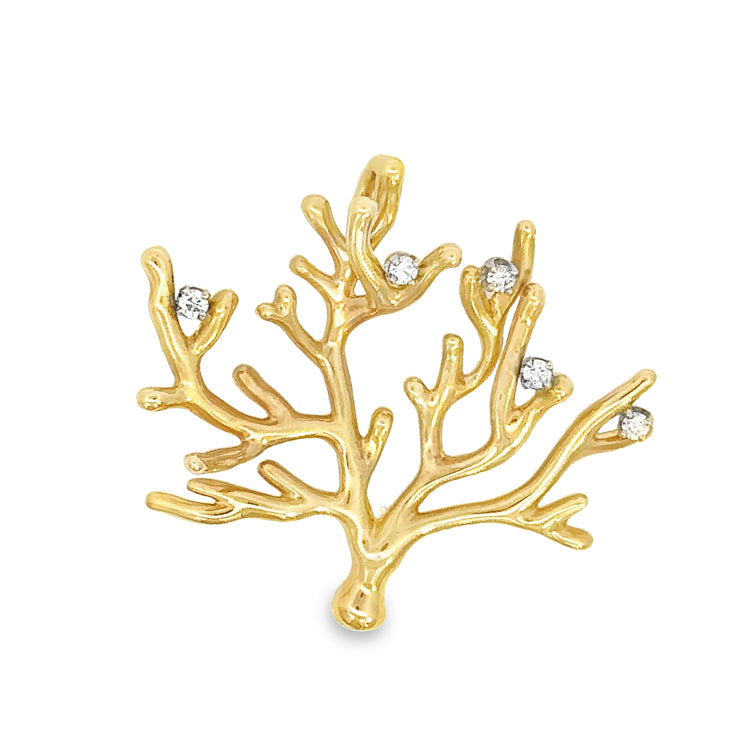 Branch Coral Pendant, 14Kt &amp; Diamonds