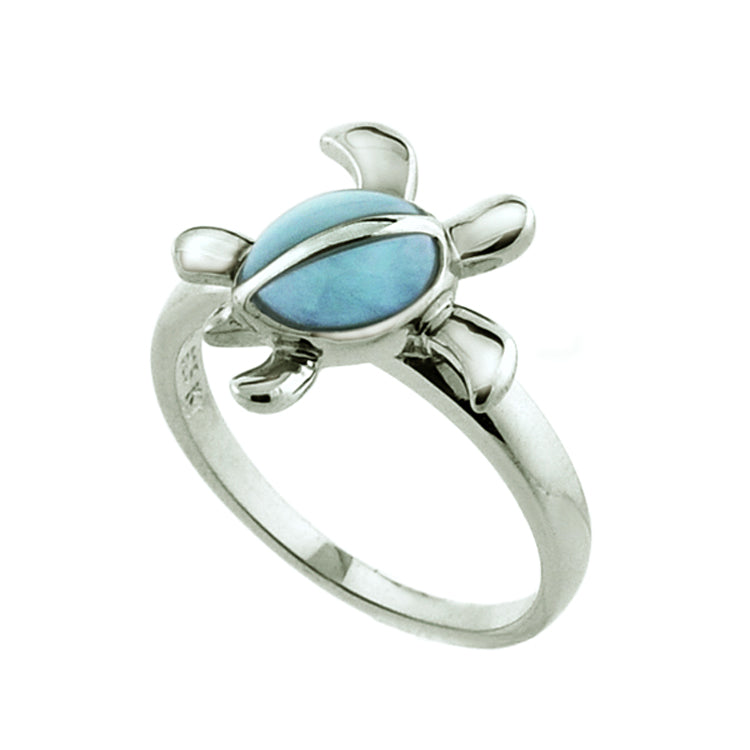 Turtle Ring, Sterling &amp; Larimar