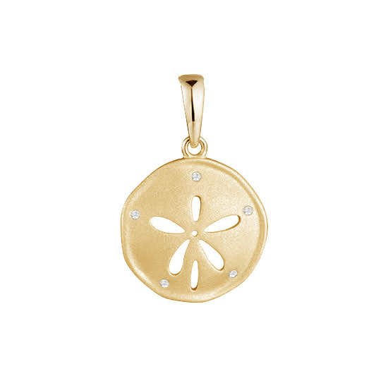 Sand Dollar Pendant, 14Kt and Diamonds