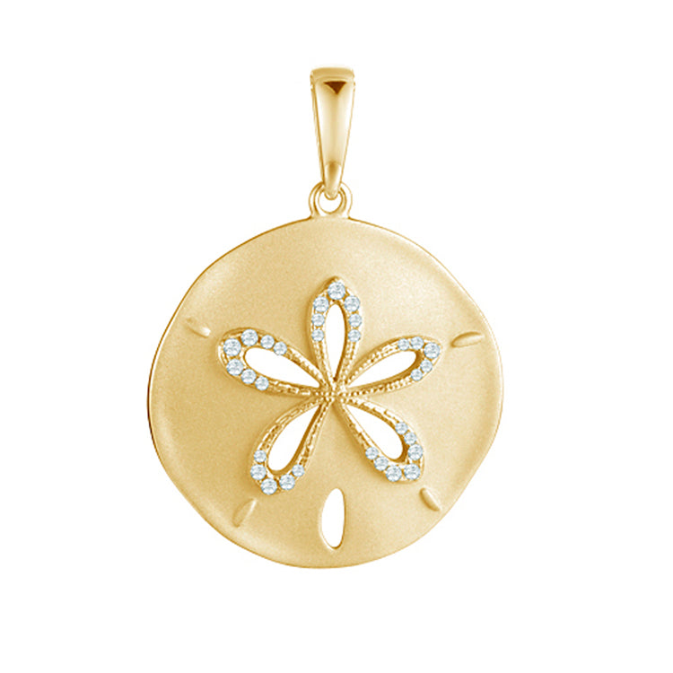 Sand Dollar Diamond Pendant, 14K Yellow Gold | Island Sun Jewelry Beach Sand Dollar Diamond Pendant, 14K Yellow Gold | Island Sun Jewelry Beach
