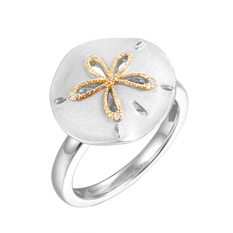 Sand Dollar Ring, Sterling &amp; 14Kt