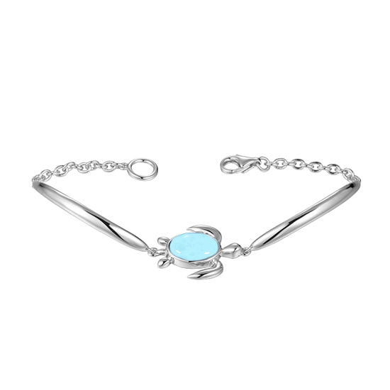 Turtle Bracelet, Sterling &amp; Larimar
