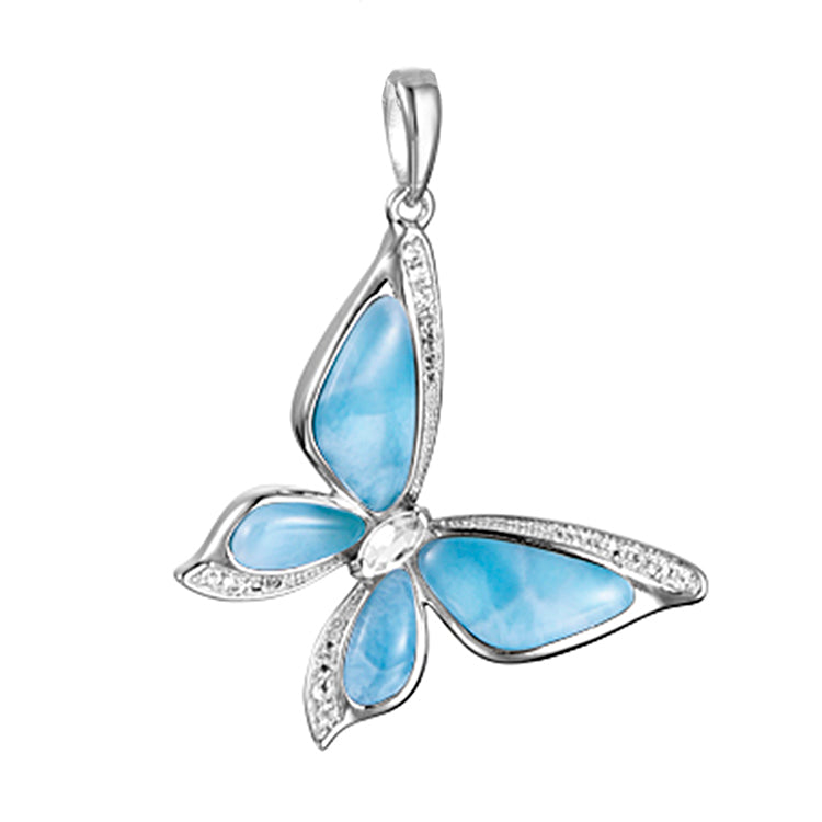 Butterfly Pendant, Sterling &amp; Larimar